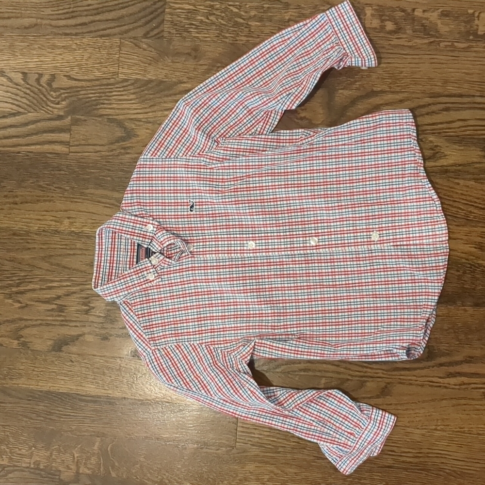 Vineyard Vines Boys Red blue plaid 3T shirt
